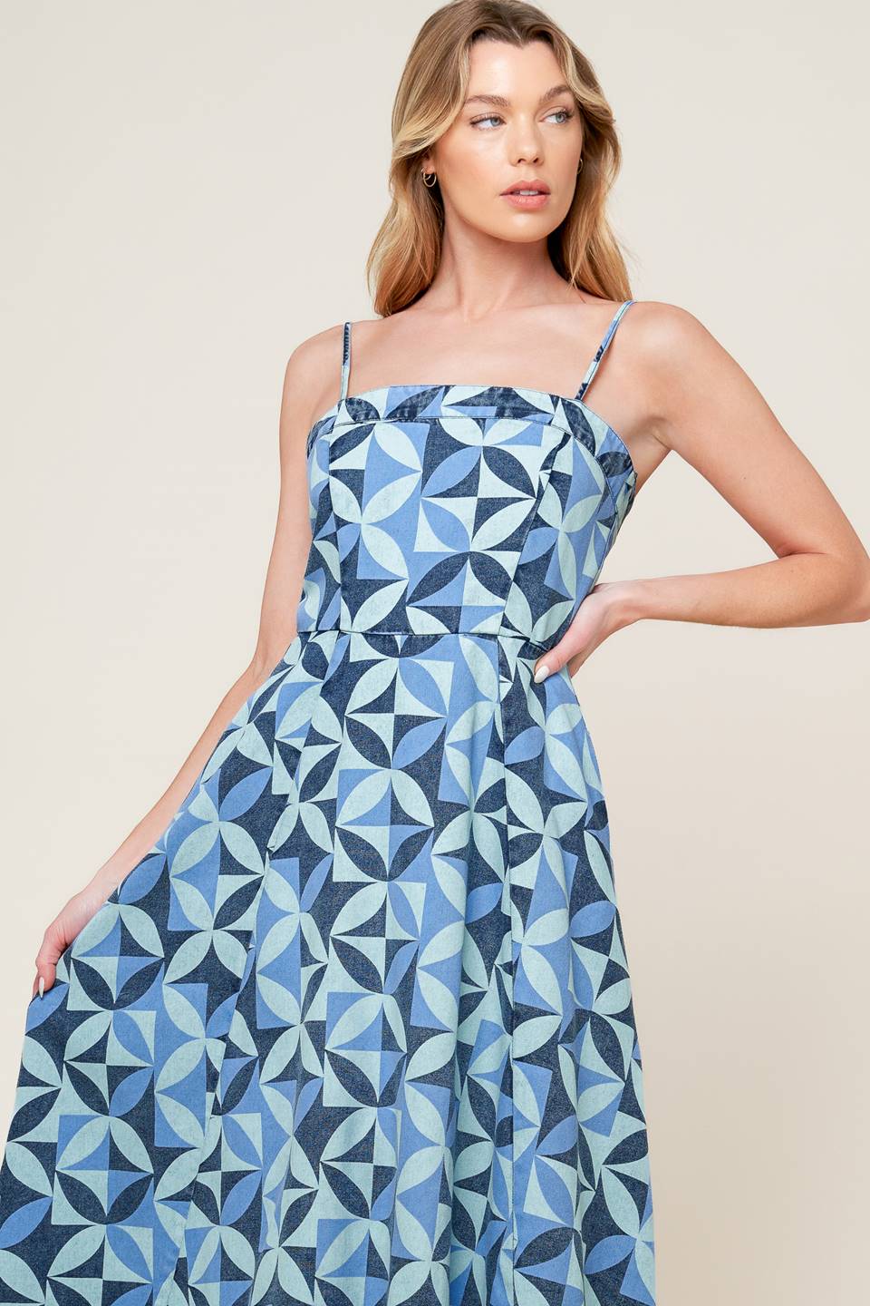 GWENNY BLUE DENIM MIDI DRESS Flying Tomato